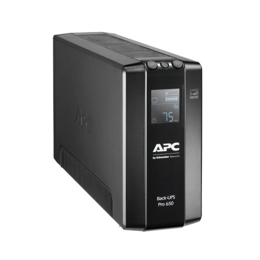 APC Back-UPS Pro 650VA/390W Line Interactive UPS, Tower, 230V/10A Input, 6x IEC C13 Outlets, Lead Acid Battery, LCD, AVR
