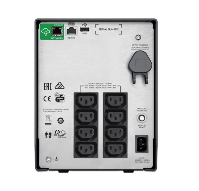 APC Smart-UPS C, Line Interactive, 1500VA, Tower, 230V, 8x IEC C13 outlets, SmartConnect port, AVR, Graphic LCD - Image 3