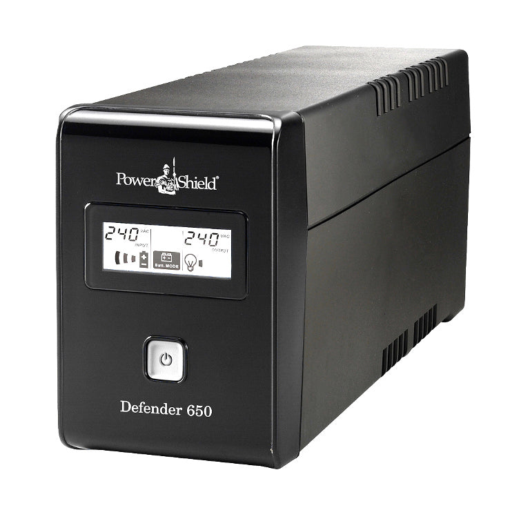 PowerShield Defender 650VA/390W UPS, AVR, LCD display, 2 AU outlets, user-replaceable batteries, 2-year warranty - Image 1