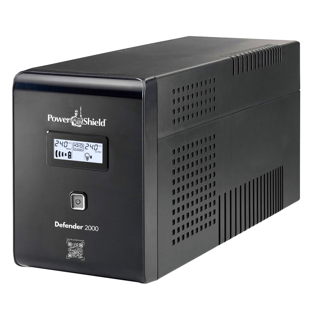PowerShield Defender 2000VA/1200W UPS, AVR, LCD display, 6 AUS sockets, user-replaceable batteries, 2-year warranty - Image 1