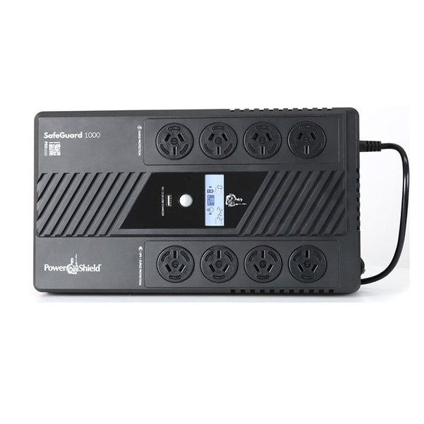 PowerShield SafeGuard 1000VA/600W Line Interactive, Powerboard Style UPS with AVR, 8 AUS sockets, wall mountable, 2-year warranty