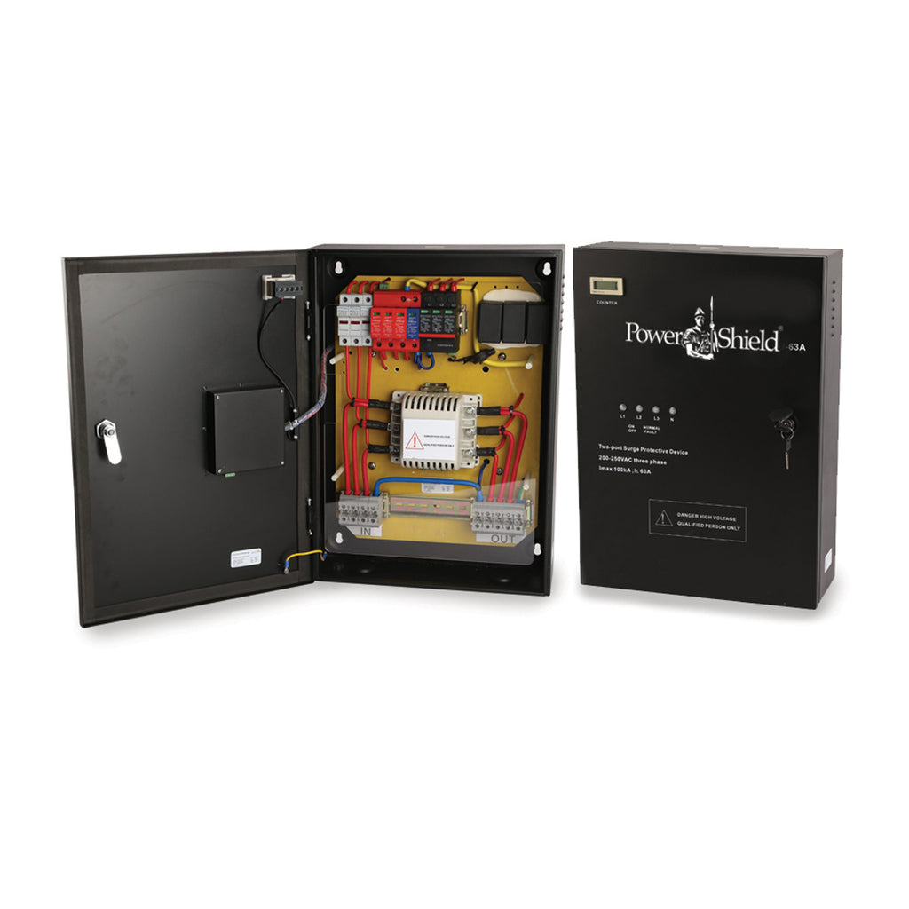 PowerShield 63 Amp Panel Mount Surge Filter, 1:1 phase, provides robust protection against power surges for large systems - Image 1