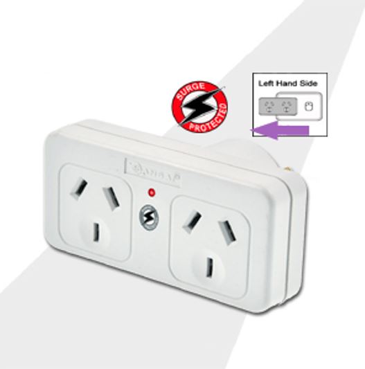 Sansai Surged Protected Double Adaptor Left Side Active Indicator 10A 240V AC - Image 1