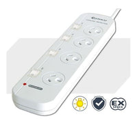 Sansai 4 Way Powerboard 4 Outlet 10A 240V Individually Switched 2 extra spaced sockets 1M Length - Image 1