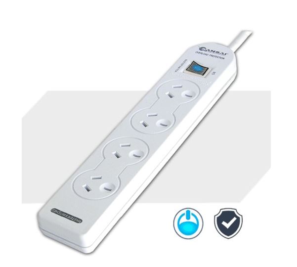 Sansai 4 Way Basic Powerboard (131P) with Master Switch Overload Protecte Reset button Indicator Light 100CM Lead 240VAC 10A - Image 1