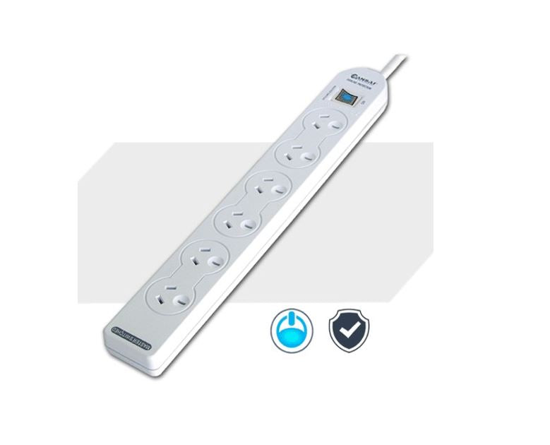 Sansai 6-Way Power Board (137P) with Master Switch Overload Protecte Reset button Indicator Light 100CM Lead 240VAC 10A - Image 1