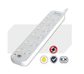 Sansai 6-Way Power Board (661SW) with Individual Switches and Surge Protection Overload Protected Reset button Indicator Light 100CM Lead 240VAC 10A - Image 1