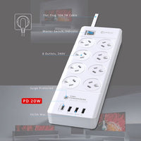 Sansai 8 Outlet 3*USB-A & 1*USB-C Powerboard Master On/Off switch Surge and overload protected 1M 20W 220-240V 10A IV Retail box - Image 4