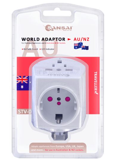 Sansai Universal Travel Adaptor 10A 240V 2400W 50Hz compatible for UK/USA/China/Japan/Italy and more other countries travel in Australia & New Zealand
