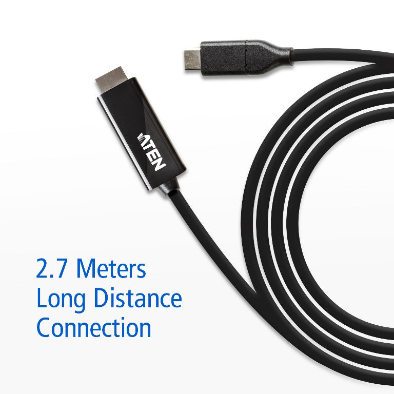 Aten USB-C to HDMI 4K 2.7m Cable, supports up to 4K @ 60Hz with high quality cable - Image 3