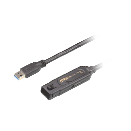 Aten USB 3.2 Gen 1 15m Extender Cable with AC Adapter, support 5 Gbps data-rate, daisy-chain up to 30m, unique locker head design - Image 2