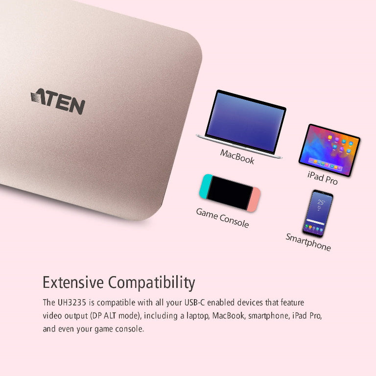 Aten USB-C Multiport Dock with Nintendo Switch, Android and iPad Pro (USB-C) support, HDMI 4K output, supports Windows + Mac (USB-C) - Image 4