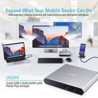 Aten Sharing Switch 2x2 USB-C, 2x Devices, 2x USB 3.2 Gen2 Ports, Power Passthrough, Remote Port Selector, Plug and Play - Image 2