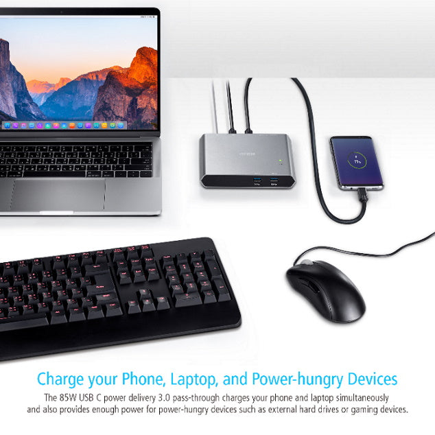 Aten Sharing Switch 2x2 USB-C, 2x Devices, 2x USB 3.2 Gen2 Ports, Power Passthrough, Remote Port Selector, Plug and Play - Image 4