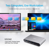 Aten Sharing Switch Gen2 2x4 USB-C, 2x PC, 4x USB 3.2 Gen2 Ports (1x USB-C), Power Passthrough, OSX & Windows Compatible, Plug and Play - Image 2