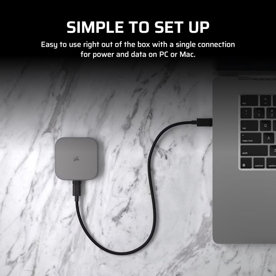 Corsair EX400U 2TB USB4 External SSD: USB4 40Gb, 4000MB/s read, 3600MB/s write, 0°C–70°C, 1,500G shock, Gunmetal, 0.092kg, USB-C, Win/Mac/iOS/Linux - Image 4