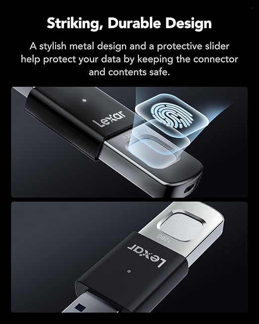 Lexar F35 PRO 256GB JumpDrive Fingerprint USB 3.2 Gen 1, up to 400MB/s read, 350MB/s write  transfer content between your USB Type-CTM and Type-A devi - Image 2