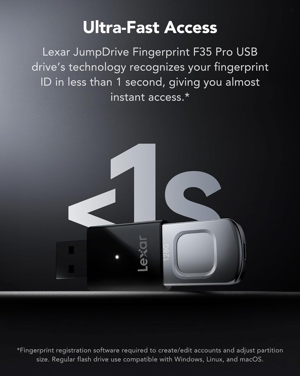 Lexar F35 PRO 256GB JumpDrive Fingerprint USB 3.2 Gen 1, up to 400MB/s read, 350MB/s write  transfer content between your USB Type-CTM and Type-A devi - Image 4