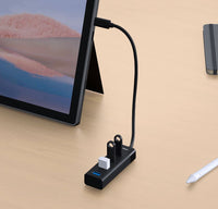 mbeat® USB-C to 4-Port 3.0 Hub - Black USB 3.0 transfer speeds up to 5Gbps Material: ABS Plastic Cable Length: 200mm Weights: 36g - Image 3