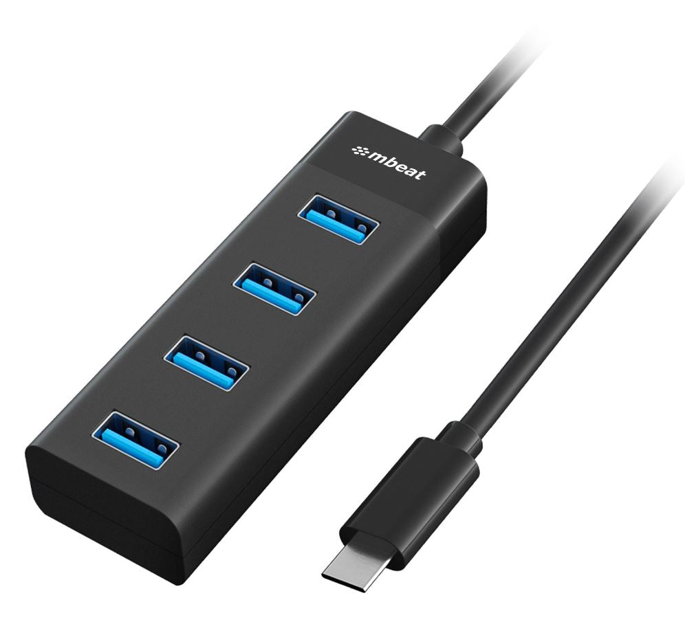 mbeat® USB-C to 4-Port 3.0 Hub - Black USB 3.0 transfer speeds up to 5Gbps Material: ABS Plastic Cable Length: 200mm Weights: 36g - Image 5
