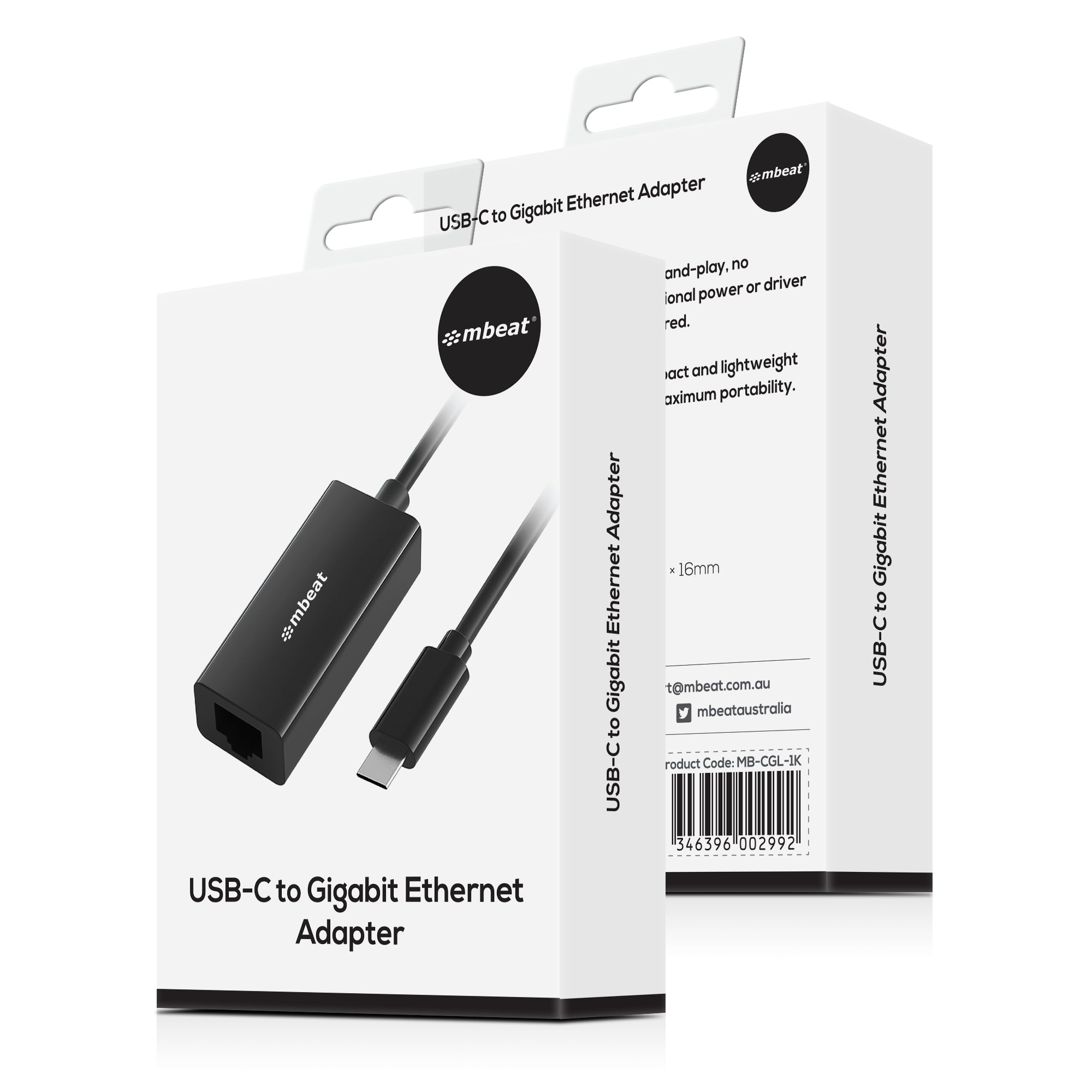 (LS) mbeat®  USB-C Gigabit Ethernet Adapter - Black Fast and secure RJ45, up to 1000Mbps speed. Plug-and-play Compact and lightweigh - Image 4