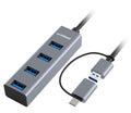 mbeat® 4-Port USB 3.0 Hub with 2-in-1 USB 3.0 & USB-C Converter - Space Grey transfer speeds up to 5Gbps  Material: Aluminium Weight: 48g - Image 1