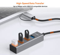 mbeat® 4-Port USB 3.0 Hub with 2-in-1 USB 3.0 & USB-C Converter - Space Grey transfer speeds up to 5Gbps  Material: Aluminium Weight: 48g - Image 2