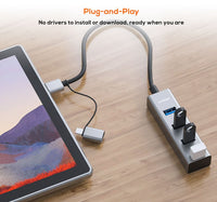 mbeat® 4-Port USB 3.0 Hub with 2-in-1 USB 3.0 & USB-C Converter - Space Grey transfer speeds up to 5Gbps  Material: Aluminium Weight: 48g - Image 3