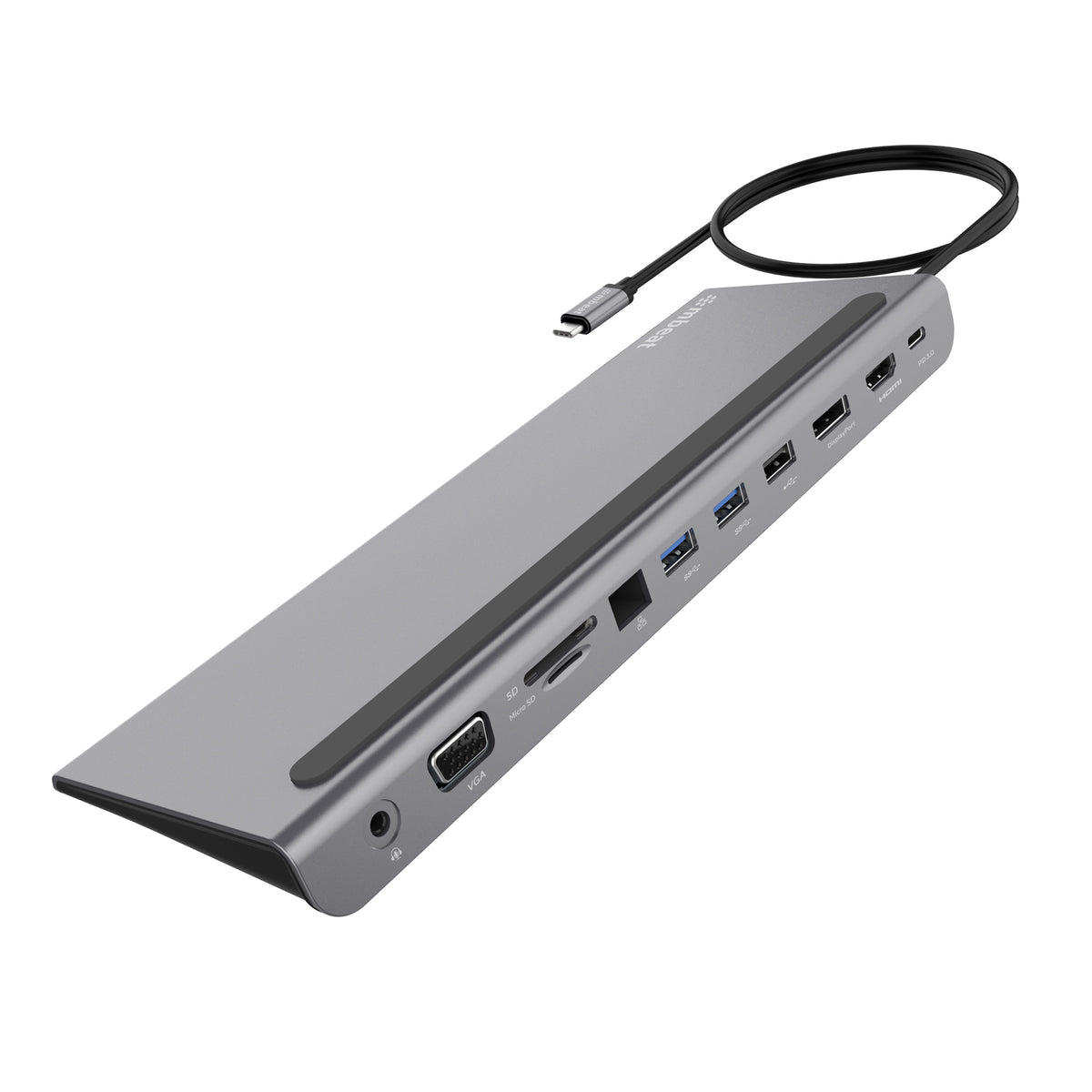 mbeat® Elite Triple Display USB-C Docking Station with 100W Power Delivery 1xHDMI, 1x DisplayPort, 1x VGA, 2x USB 3.0, 1x USB 2.0, MicroSD, 1x RJ45 - Image 1