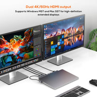 mbeat® D12 Multi-Port Dual HDMI 4K USB-C Dock Dual 4K/60Hz HDMI output 100W USB-C PD 3.0 3x USB 3.2 1x Audio Port SD and Microsd - Image 3