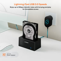 mbeat® D1 USB 3.0 3.5" & 2.5" SATA HDD Docking Station - Black Product Weight: 250g HDD Capacity: Max. 20TB Data Speed: Max. 5Gbps - Image 2
