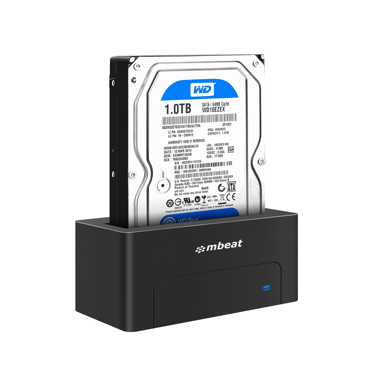 mbeat® D1 USB 3.0 3.5" & 2.5" SATA HDD Docking Station - Black Product Weight: 250g HDD Capacity: Max. 20TB Data Speed: Max. 5Gbps - Image 5