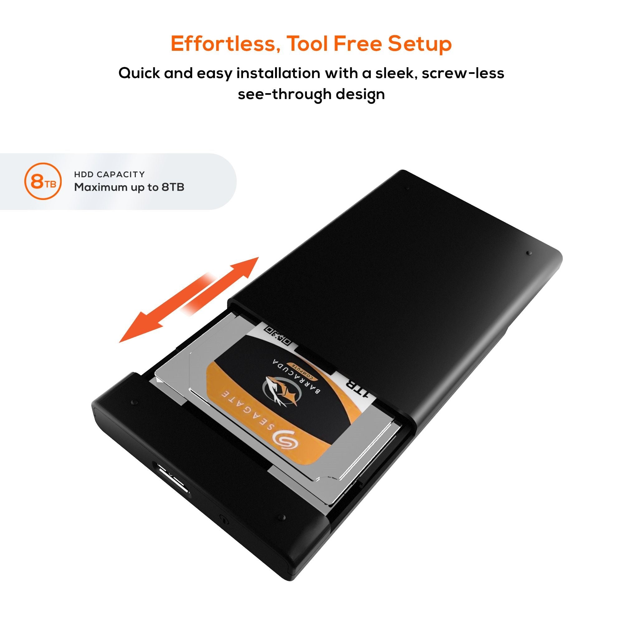mbeat® A2 Slim Tool-Free USB 3.0 2.5" SATA HDD Enclosure - Black USB Port: USB 3.0 Product Weight: 35g Maximum up to 5Gbp Product Weight: 35g - Image 3