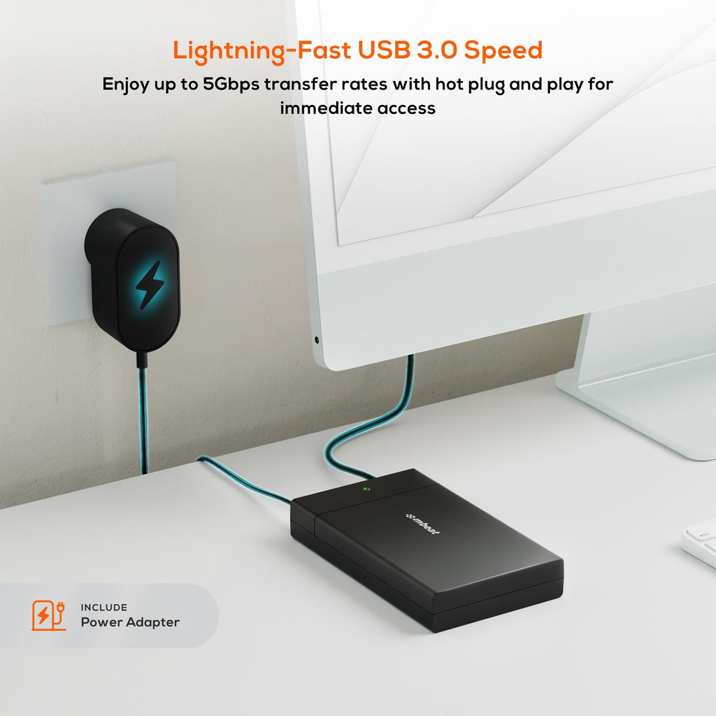 mbeat® C1 Tool-Free USB 3.0 3.5" & 2.5" SATA HDD Enclosure - Black Data Speed: Maximum up to 5Gbp Product Weight: 121g DC Power: +12V/2A Power Supply - Image 2