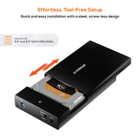 mbeat® C1 Tool-Free USB 3.0 3.5" & 2.5" SATA HDD Enclosure - Black Data Speed: Maximum up to 5Gbp Product Weight: 121g DC Power: +12V/2A Power Supply - Image 3