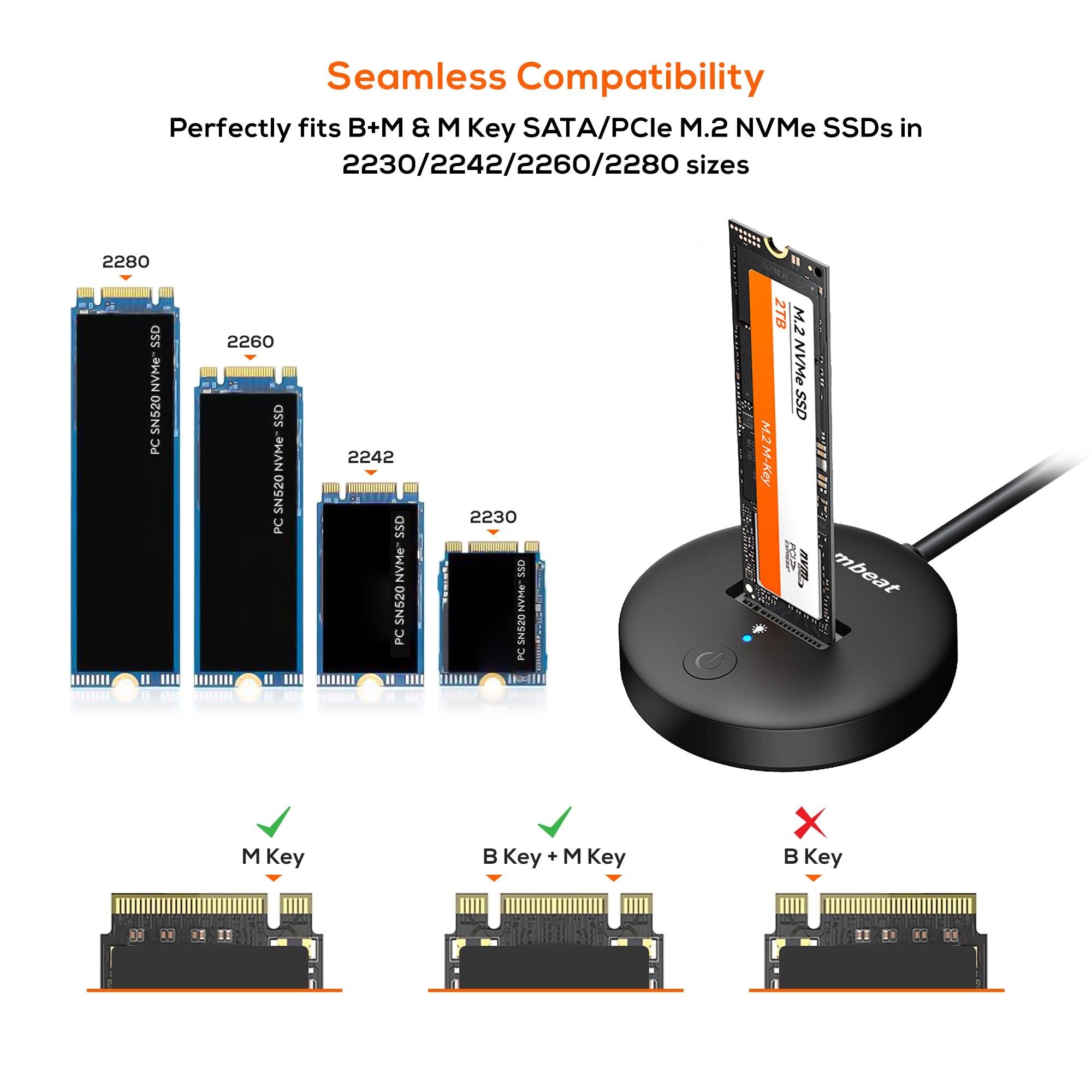 mbeat® H1 USB 3.2 Gen2 10Gbps M.2 NVMe & SATA SSD Mini Dock (Black) Data Speed: Maximum up to 10Gbps Product Weight (with Cable): 37.8g - Image 3