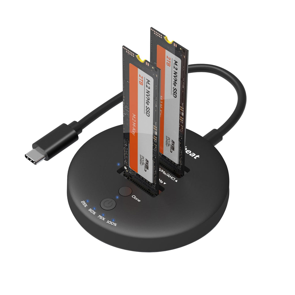 mbeat® H3 USB 3.2 Gen2x2 20Gbps Dual M.2 NVMe SSD Dock with Clone Duplicator (Black) Clone Speed: Up to 15Gbps Product Weight (with Cable): 96g - Image 1