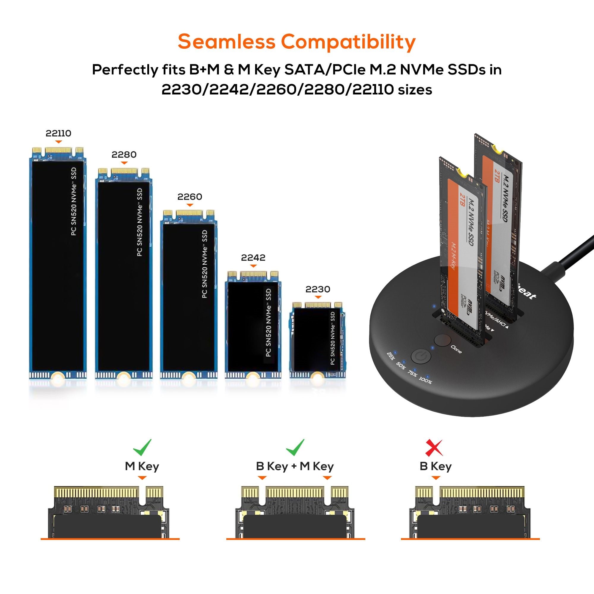 mbeat® H3 USB 3.2 Gen2x2 20Gbps Dual M.2 NVMe SSD Dock with Clone Duplicator (Black) Clone Speed: Up to 15Gbps Product Weight (with Cable): 96g - Image 3