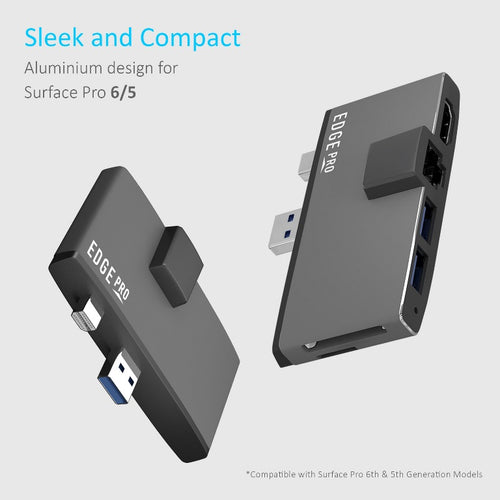 (LS) mbeat®  Edge Pro Multifunction USB- C Hub for Microsoft Surface Pro 5/6  Metal Grey (HDMI, LAN, USB 3.0 Hub - Image 2