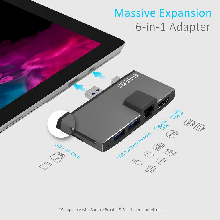 (LS) mbeat®  Edge Pro Multifunction USB- C Hub for Microsoft Surface Pro 5/6  Metal Grey (HDMI, LAN, USB 3.0 Hub - Image 3