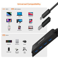 mbeat® Mountable 4-Port USB-A & USB-C Adapter Hub - 60cm Data Cable, USB 3.0, 2.0 High-Speed Data Port Expansion, Save Space Mounting Solution - Image 3