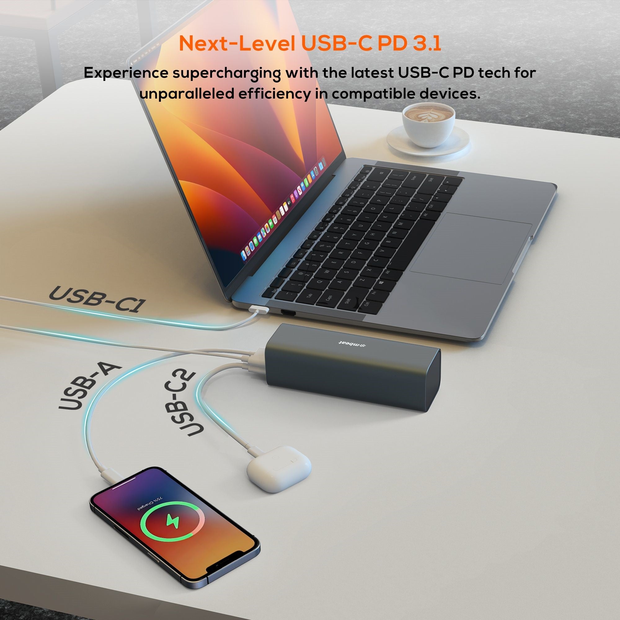 mbeat® Gorilla Power 27000mAh USB-C PD 140W Power Bank for Laptop/Tablet/Smartphone Turbocharged Charging Product Weight: 600g - Image 2