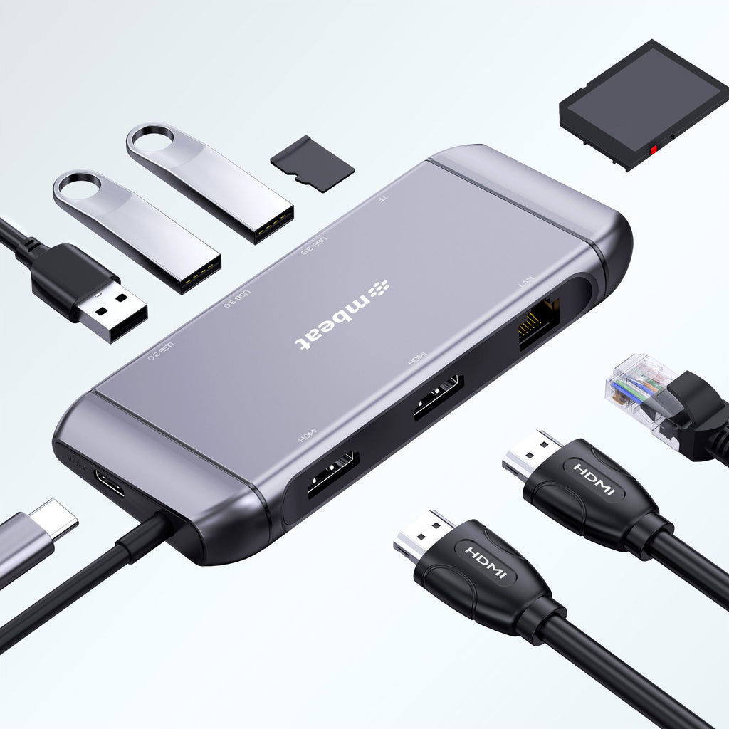 mbeat®  Elite X11 Dual Display Docking Station - 2x 4K HDMI, 1xUSB-C Power Delivery 100W, 3xUSB 3.0, MicroSD/SD Card, 1x RJ45 - Image 2