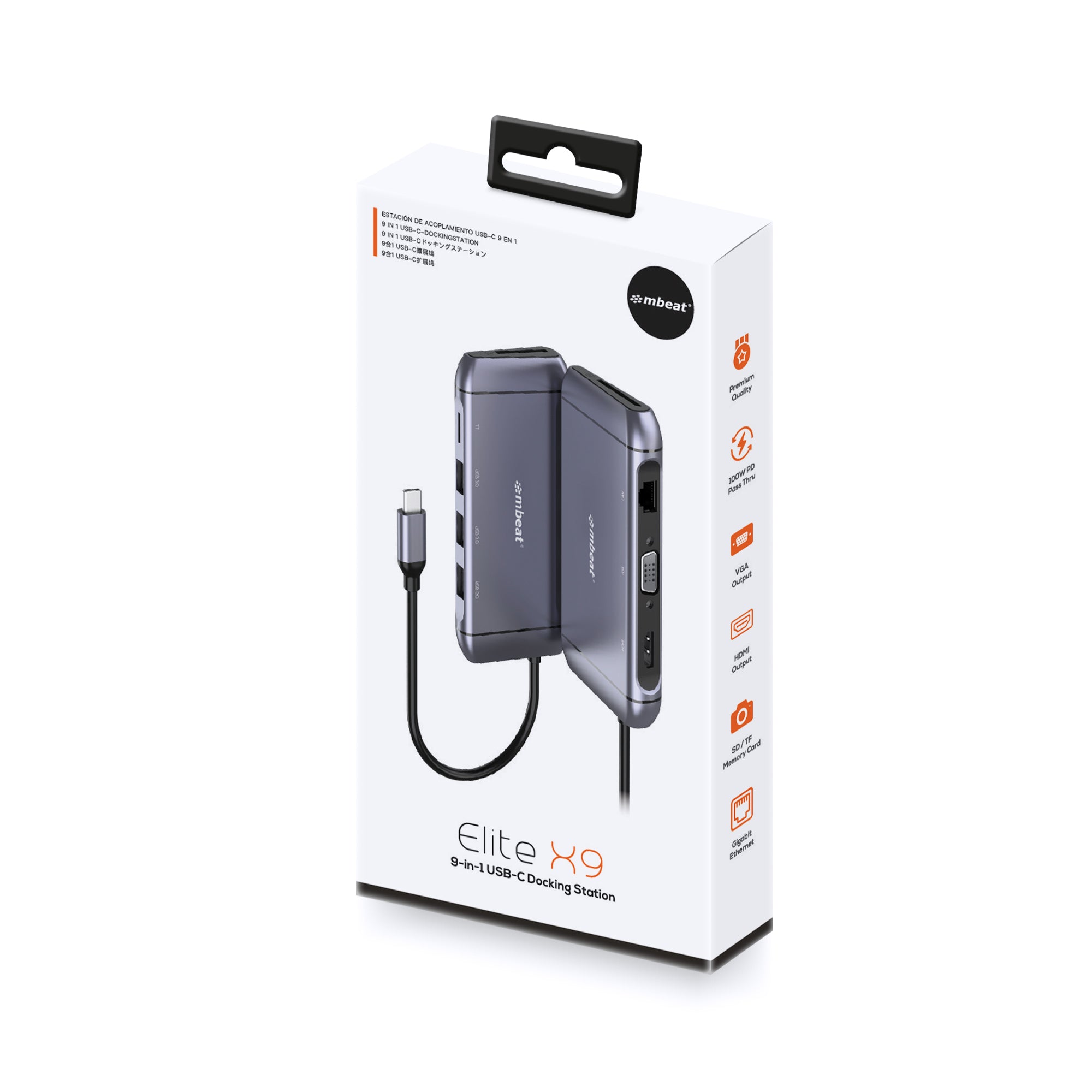 (LS) mbeat® Elite X9 9-in-1 Multifunction USB-C Docking Station 1x HDMI, 1x VGA 1x USB-C Power Delivery 100W, 3x USB 3.0, MicroSD/SD Card - Image 4