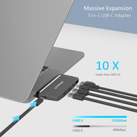 (LS) mbeat® Essential Pro  5-IN-1 USB- C Hub (4k HDMI Video, USB-C PD Pass Through Charging, USB 3.0 x 2, USB-C x 1) USB 3.0 Speed: Up to 5Gbps - Image 3
