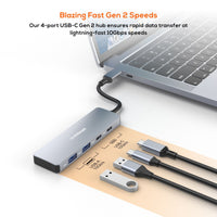 (LS) mbeat® Elite 4-Port 10Gbps USB-C Gen 2 Hub (2A+2C)  Blazing Fast Gen 2 Speeds  Versatile USB Connectivity  Effortless Data Expansion  Weight: 67g - Image 2