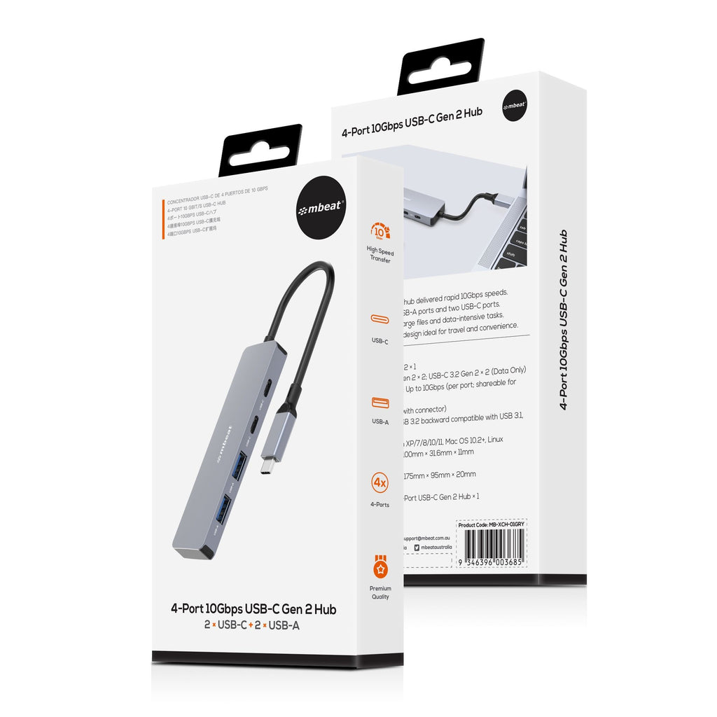 (LS) mbeat® Elite 4-Port 10Gbps USB-C Gen 2 Hub (2A+2C)  Blazing Fast Gen 2 Speeds  Versatile USB Connectivity  Effortless Data Expansion  Weight: 67g - Image 4