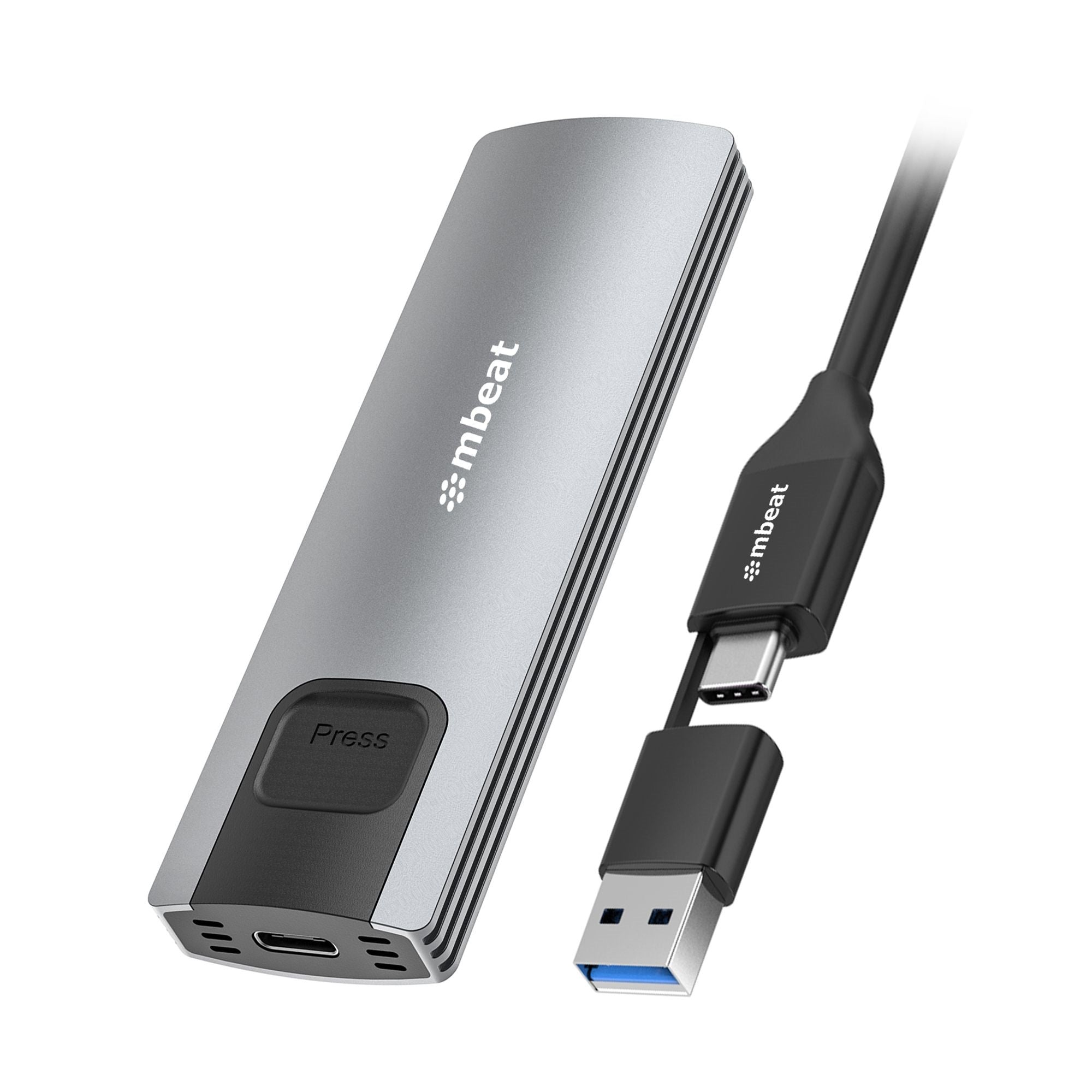 mbeat® 10Gbps M.2 NVMe SATA SSD Enclosure  Easily install  Versatile Storage Options up to 4TB USB Connectivity with 2-in-1 Cable Package Weight: 102g - Image 1