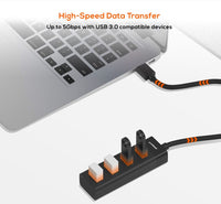mbeat® 4-Port USB 3.0 Hub - Black USB 3.0 transfer speeds up to 5Gbps. Plug-and-play Compact and lightweight Weight: 37g - Image 2