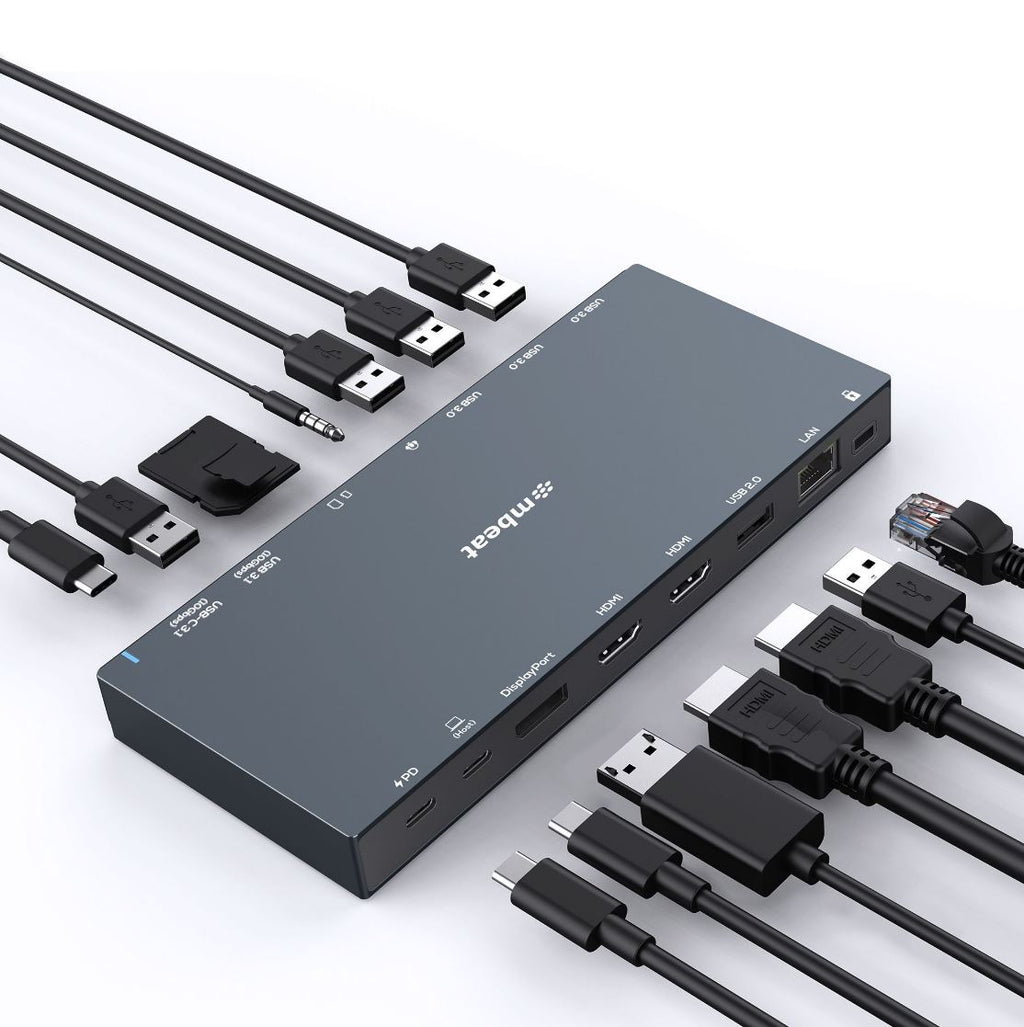mbeat® 15-in-1 Triple Display USB-C Docking Station 2x HDMI 1x DP 1x 100W PD 3.0 1x USB-C 3.1 Gen2 3x USB 3.0 1x USB 3.1 Gen2 MicroSD/SD Card 1x 1Gb - Image 2